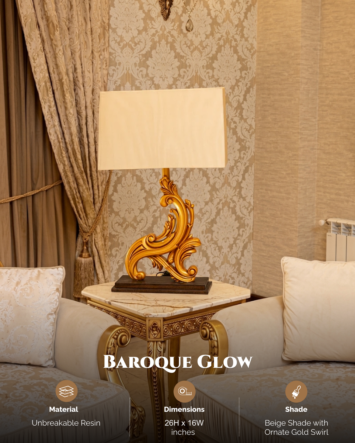 Baroque Glow Resin Table Lamp