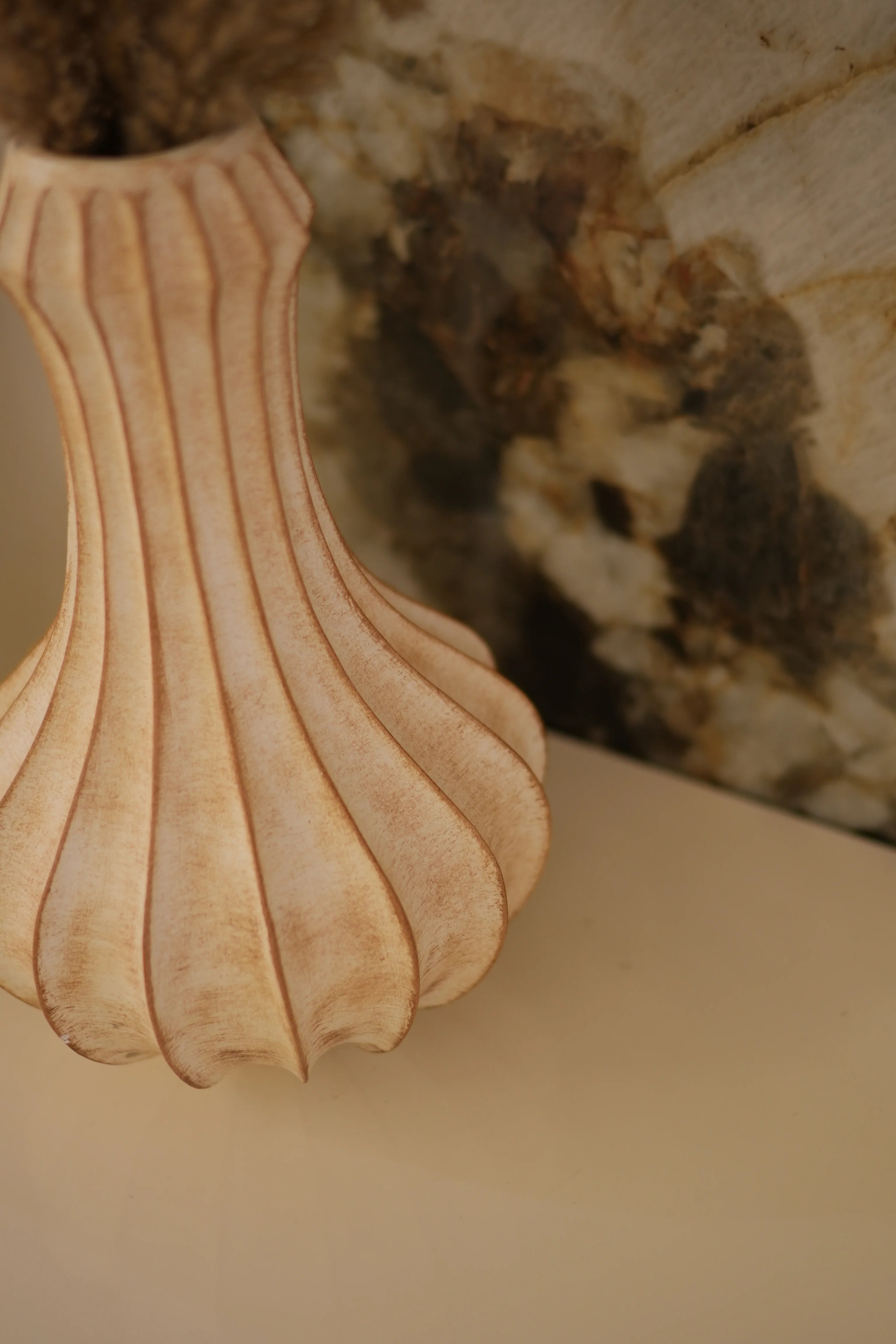 Desert Whisper Ribbed Resin Vase