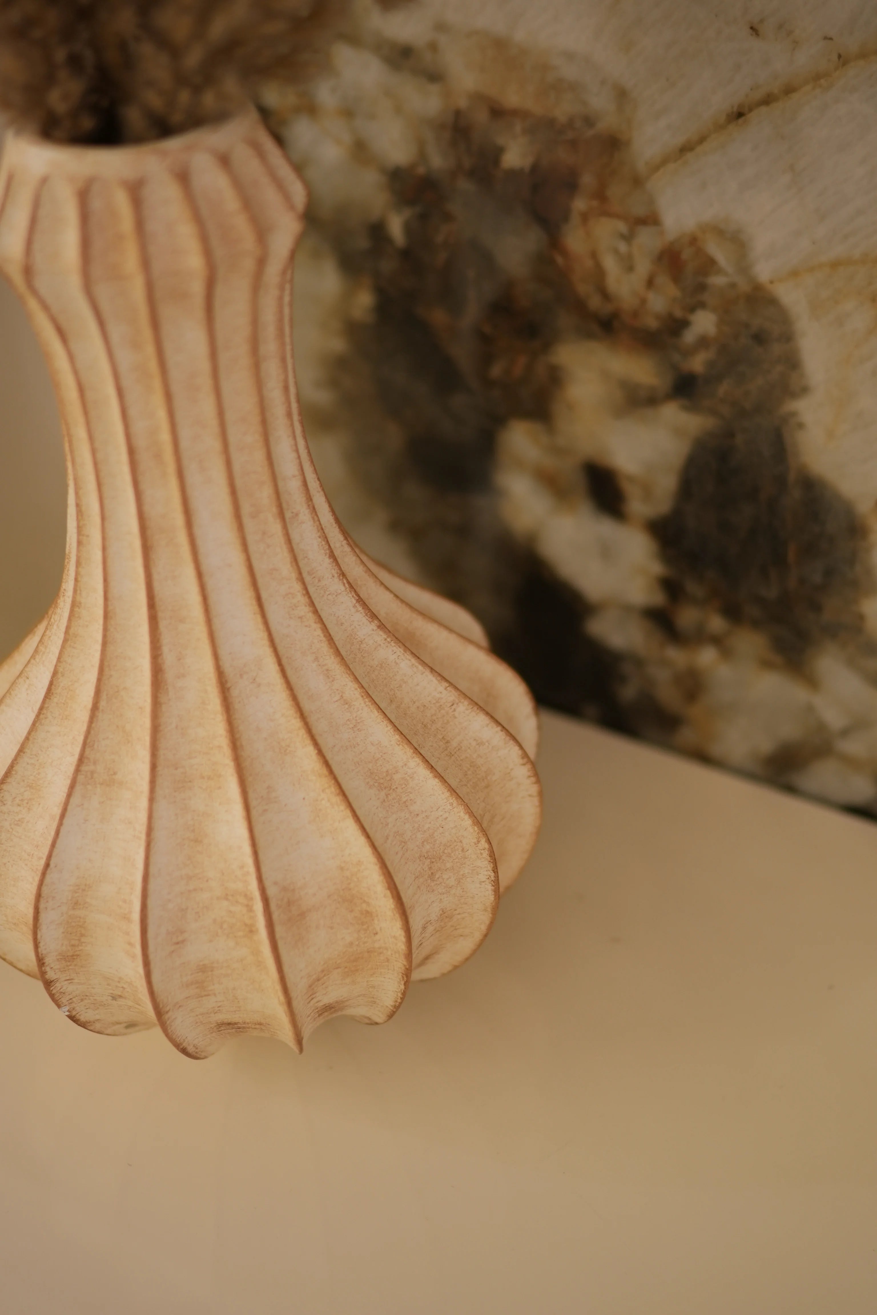 Desert Whisper Ribbed Resin Vase