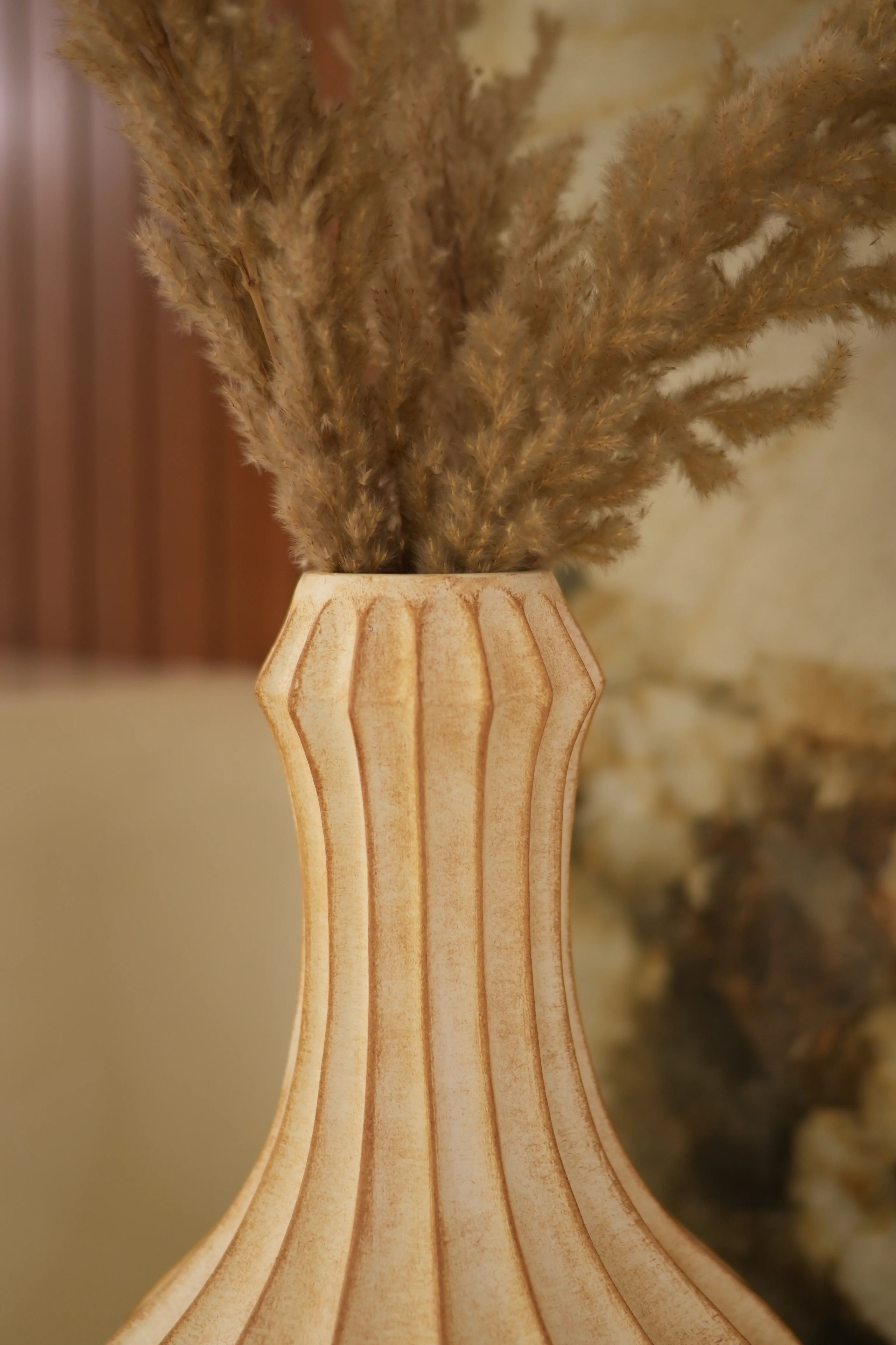 Desert Whisper Ribbed Resin Vase