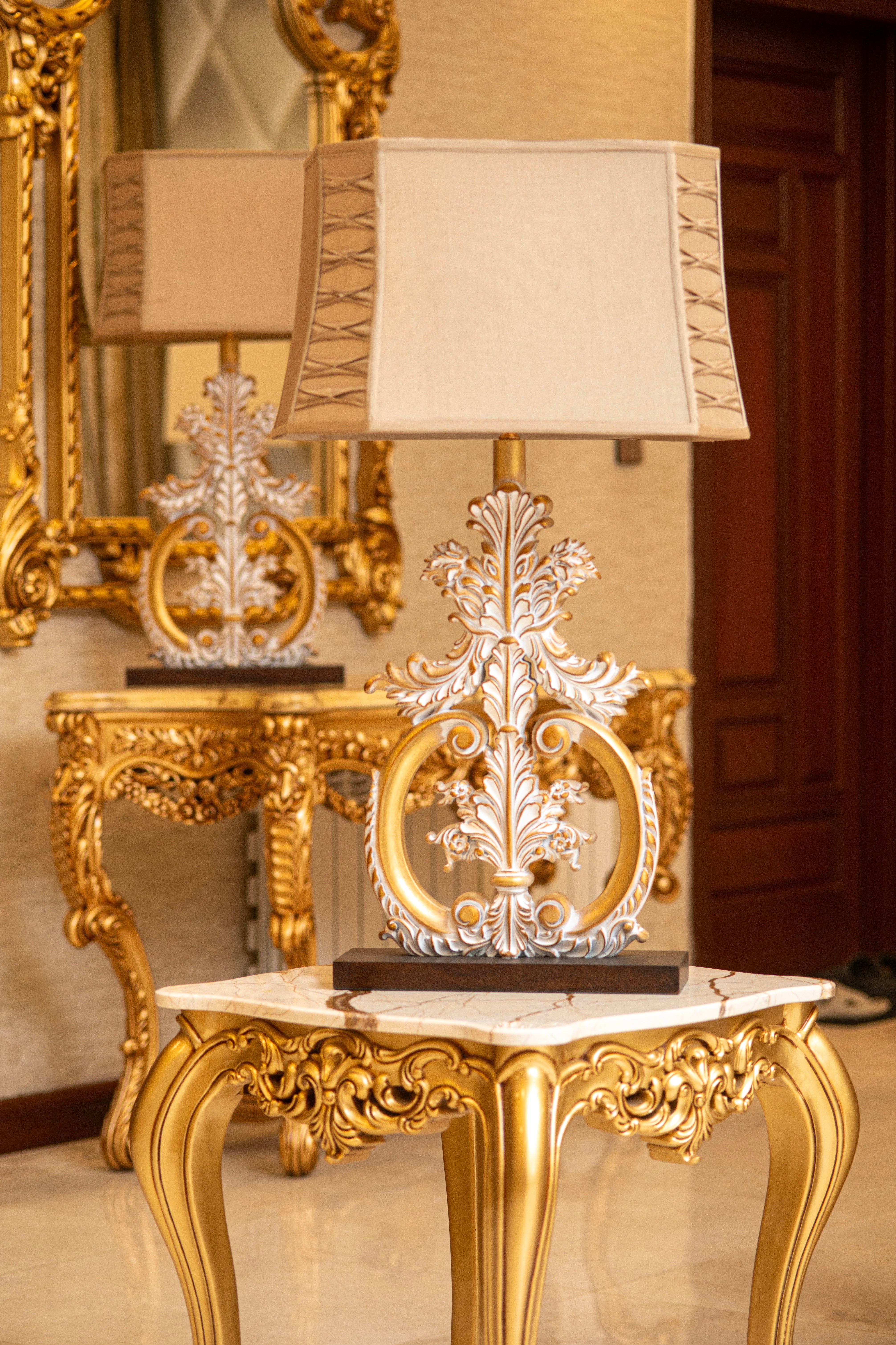 Aurora Royale Traditional Table Lamp - Silver & Gold Ornate