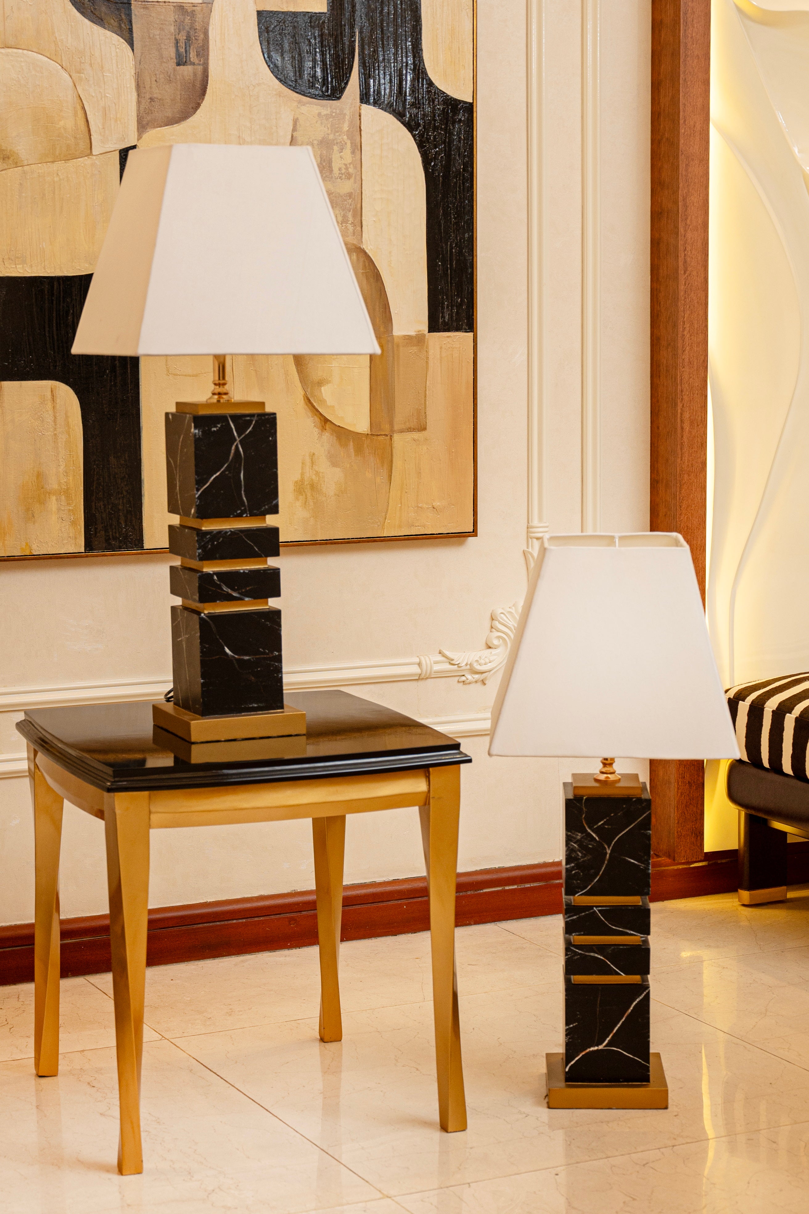 Noir Strata Modern Table Lamp