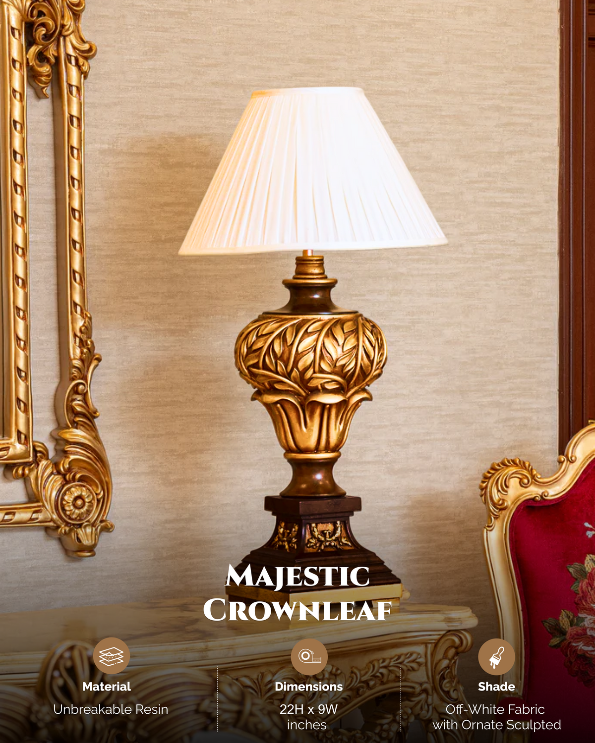 Majestic Crownleaf Traditional Table Lamp