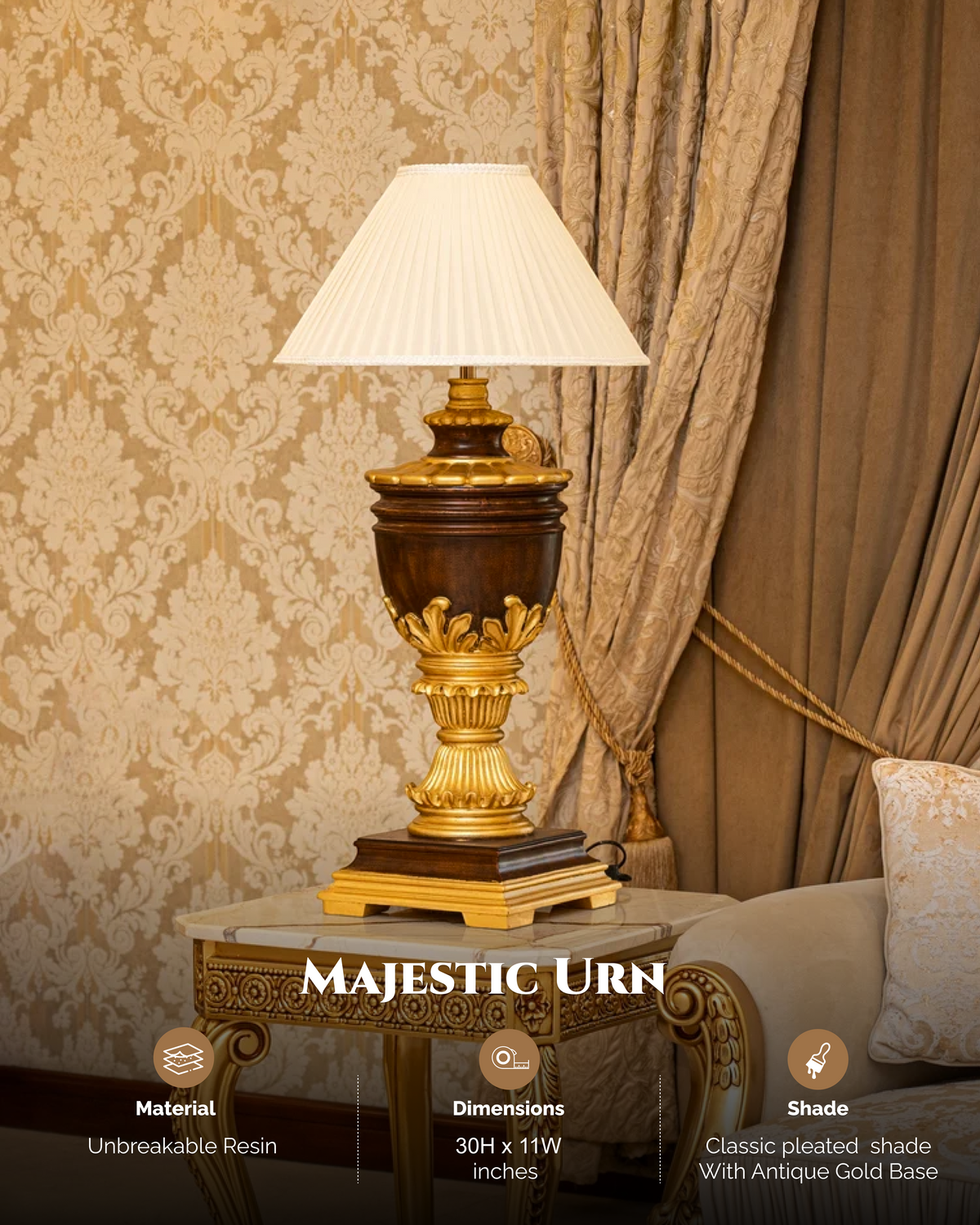 Majestic Urn Resin Table Lamp