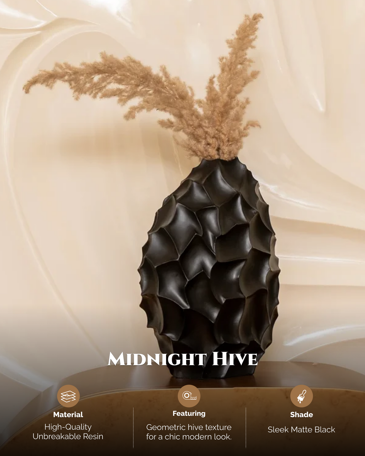 Midnight Hive Resin Vase | Textured Handmade Modern Decor