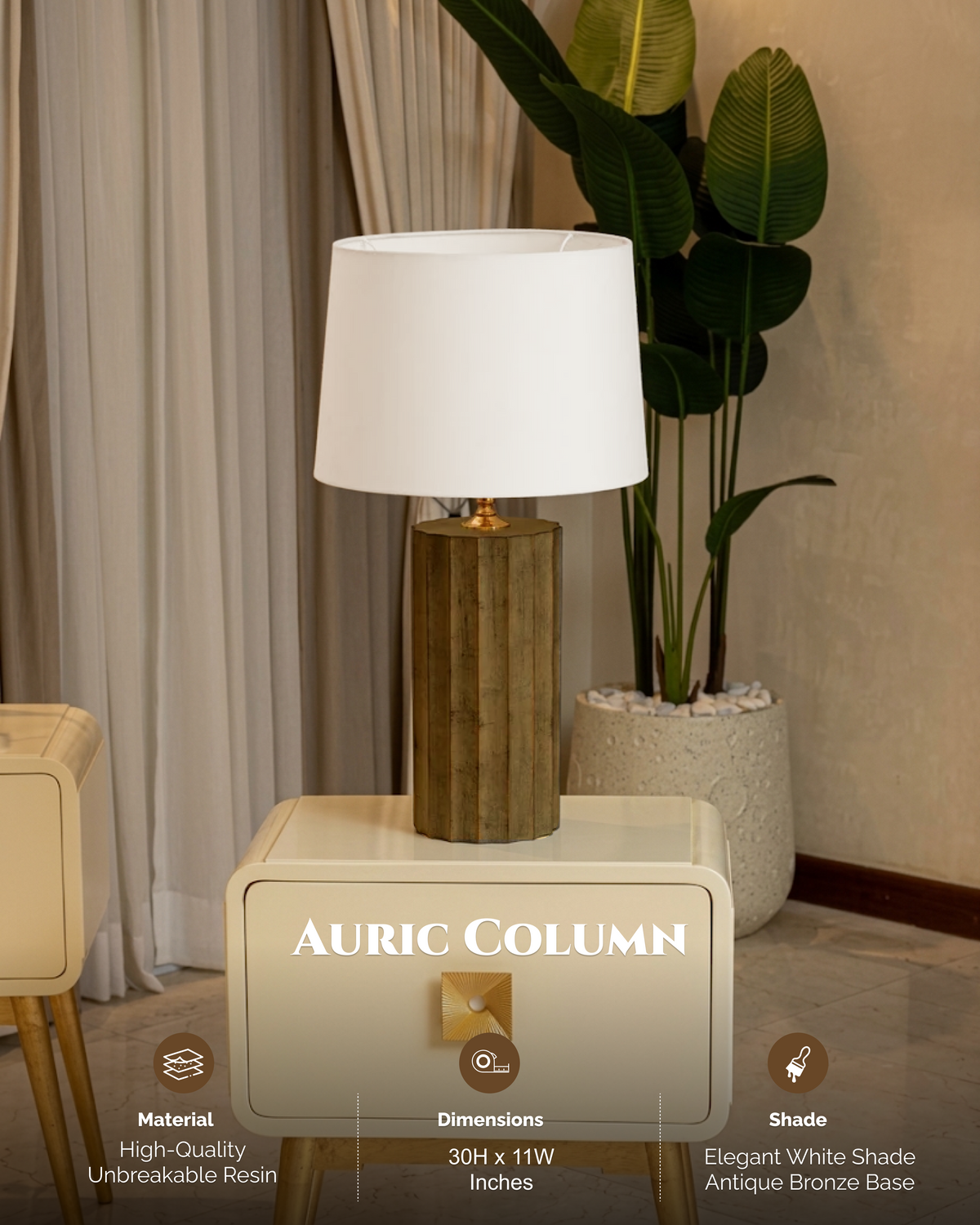 Auric Column Resin Table Lamp