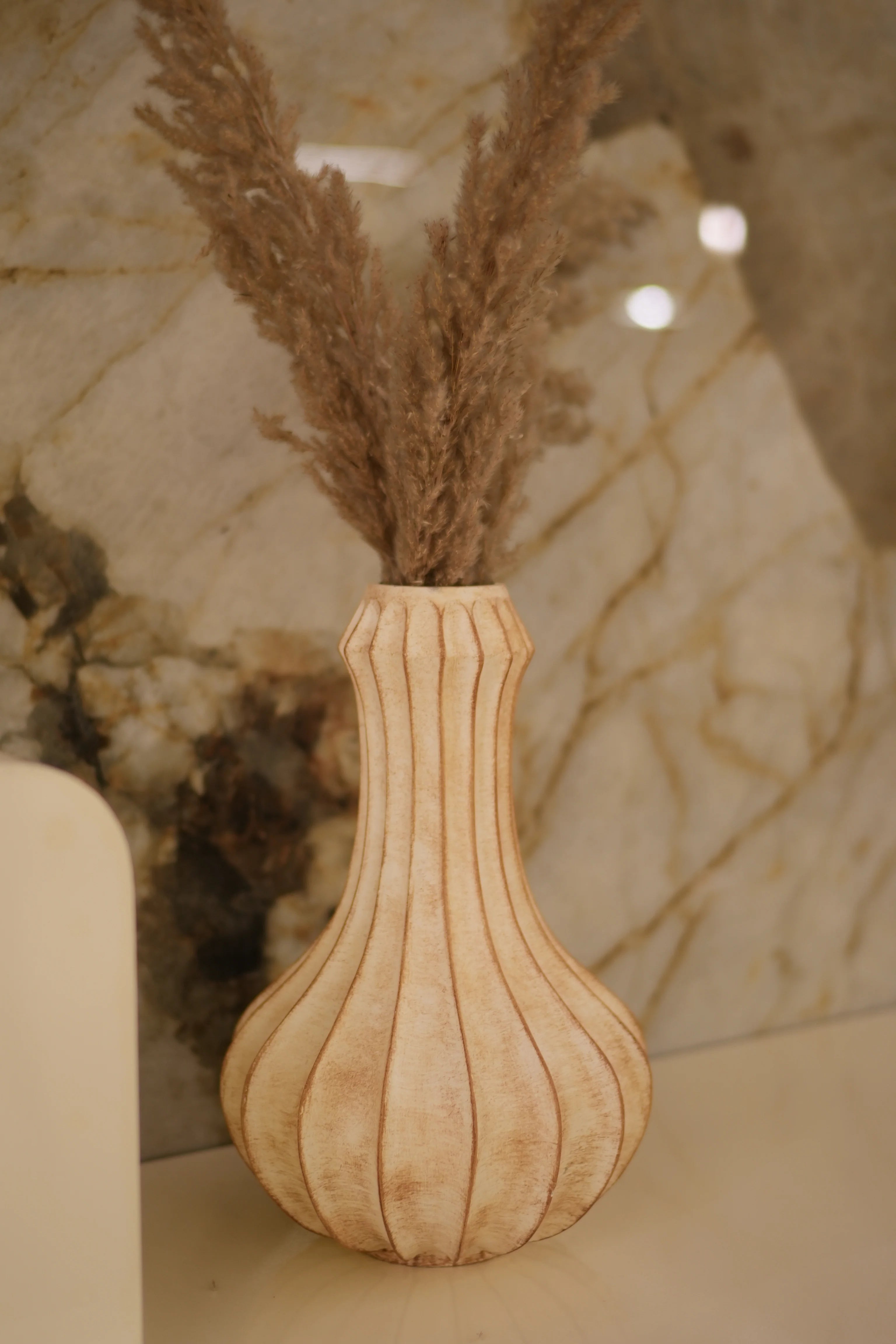 Desert Whisper Ribbed Resin Vase