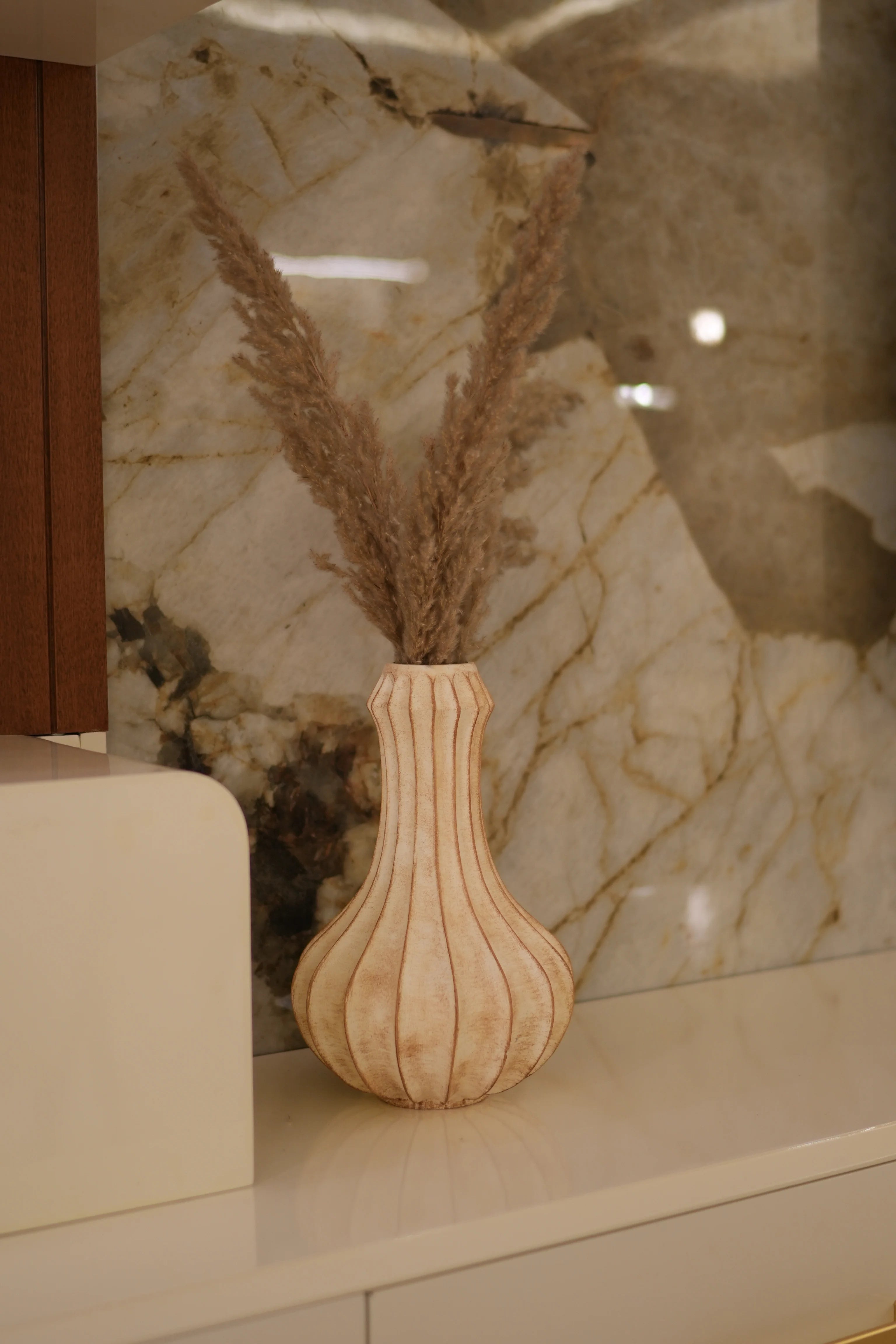 Desert Whisper Ribbed Resin Vase