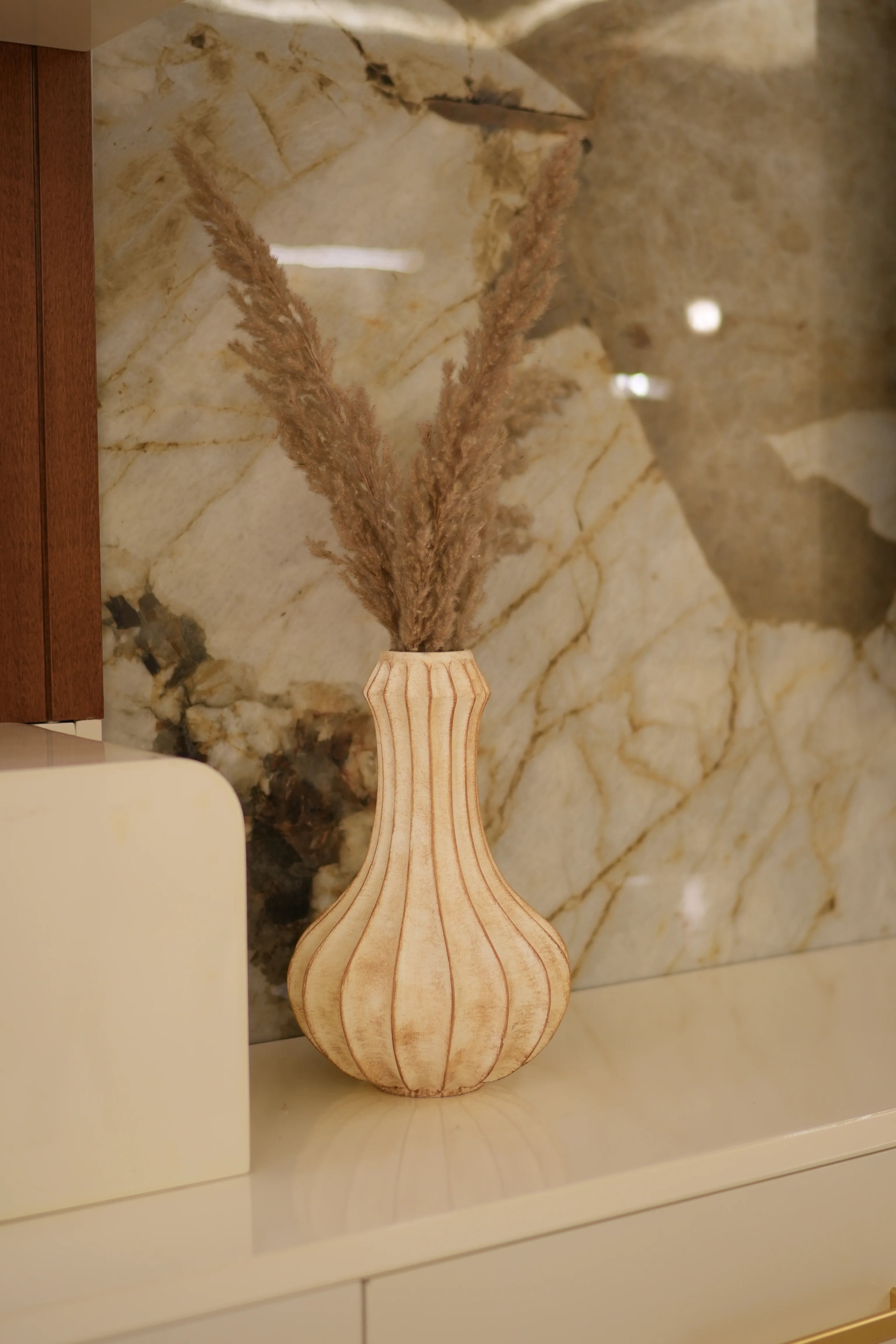 Desert Whisper Ribbed Resin Vase