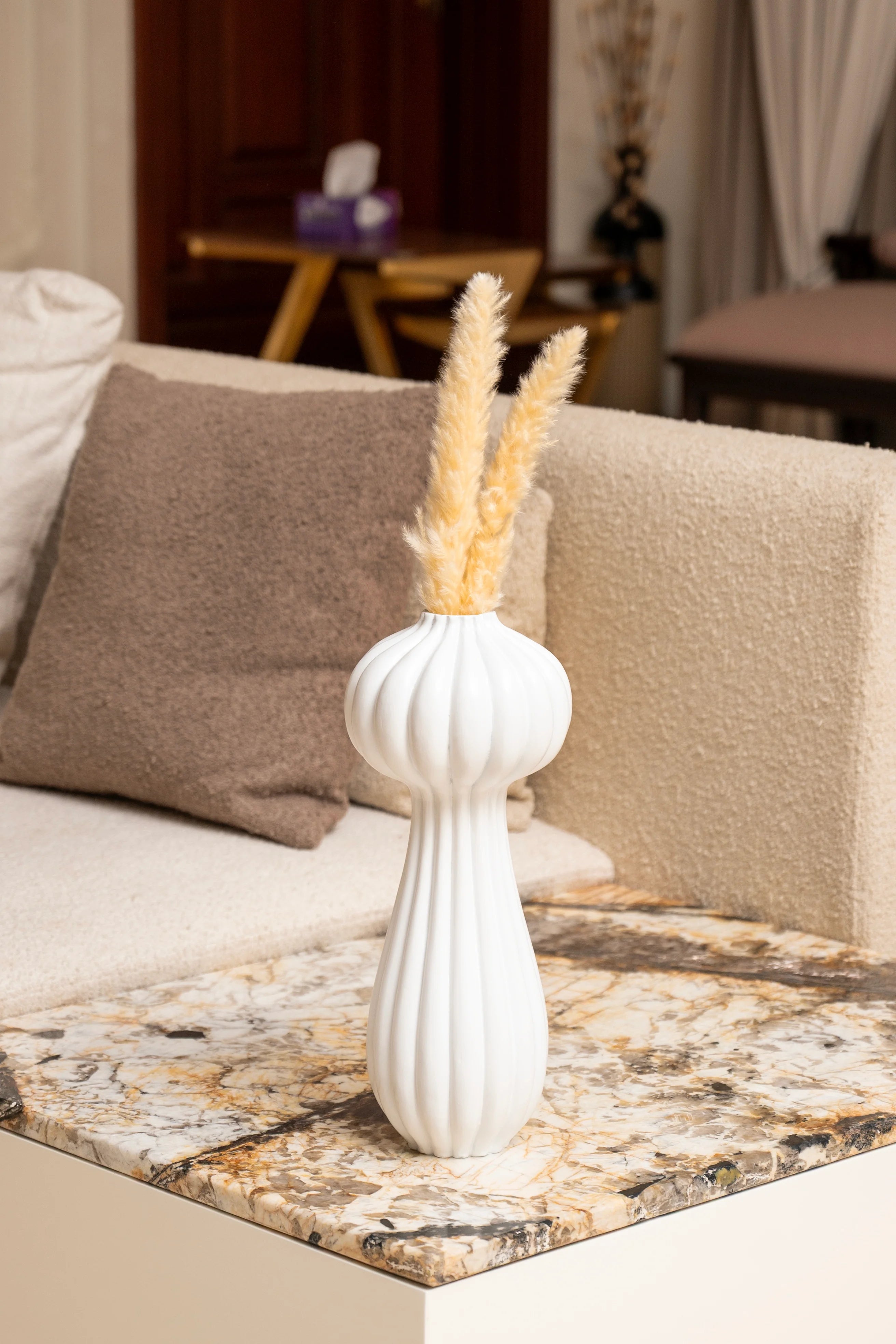 Elysian White Resin Vase Set | Handmade Set of 3 Luxury Vases