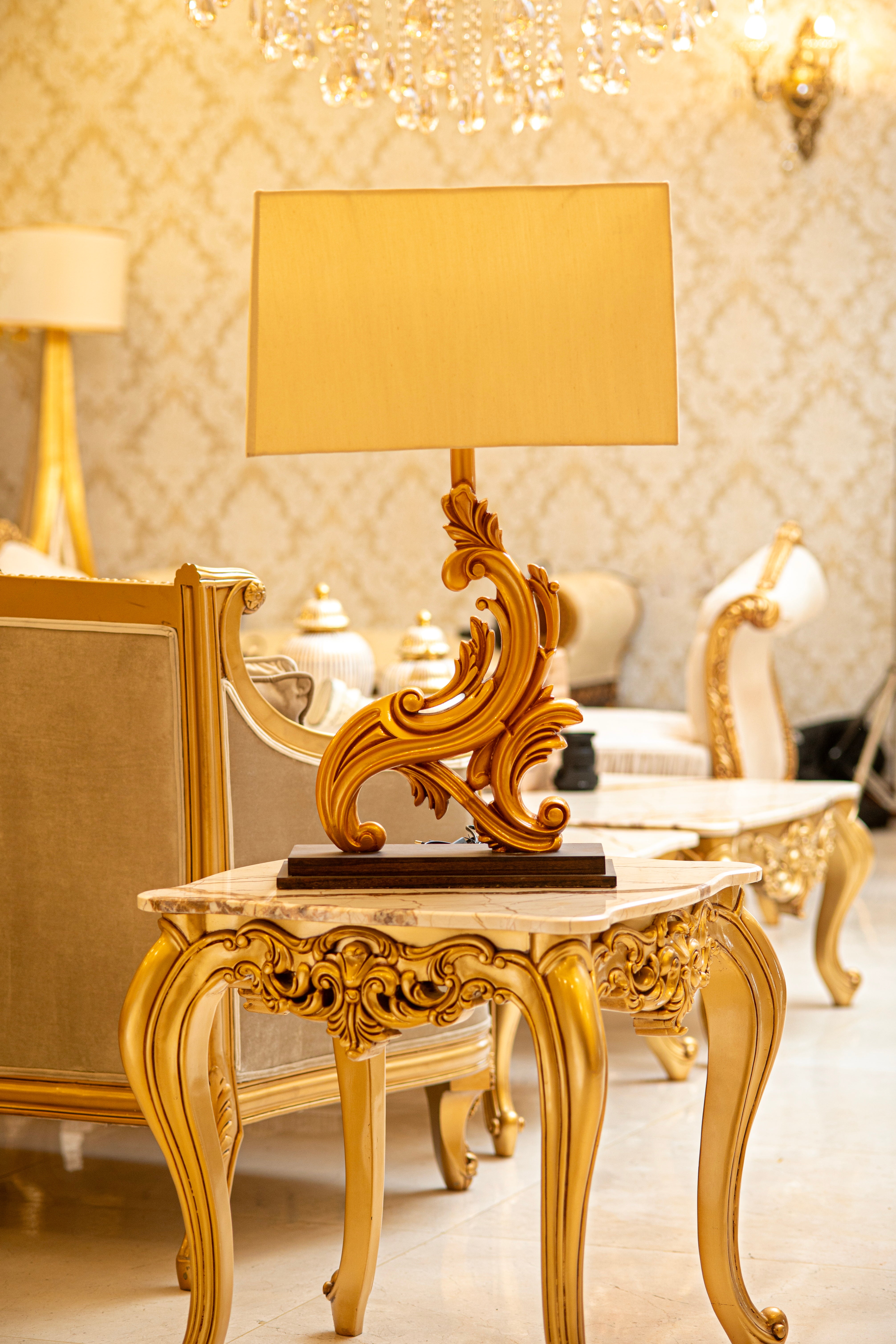 Baroque Glow Luxury Gold Swirl Table Lamp