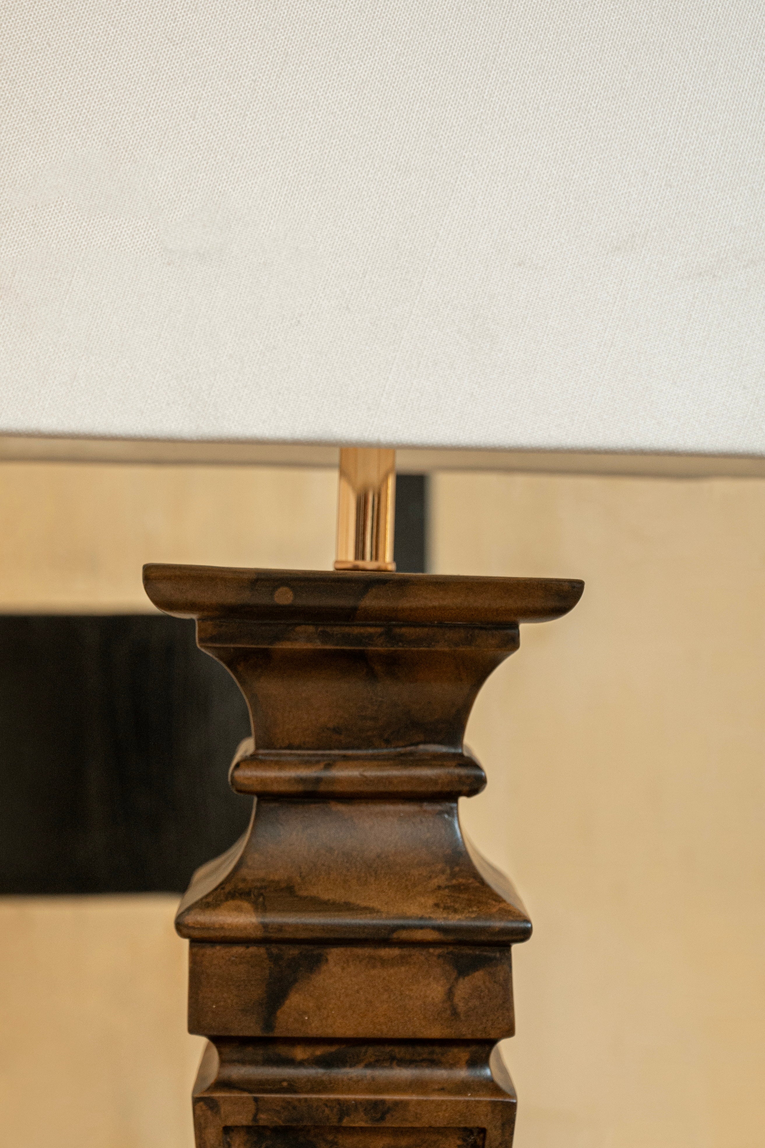 Vintage Pillar Trendy Table Lamp - Classic Wood Finish