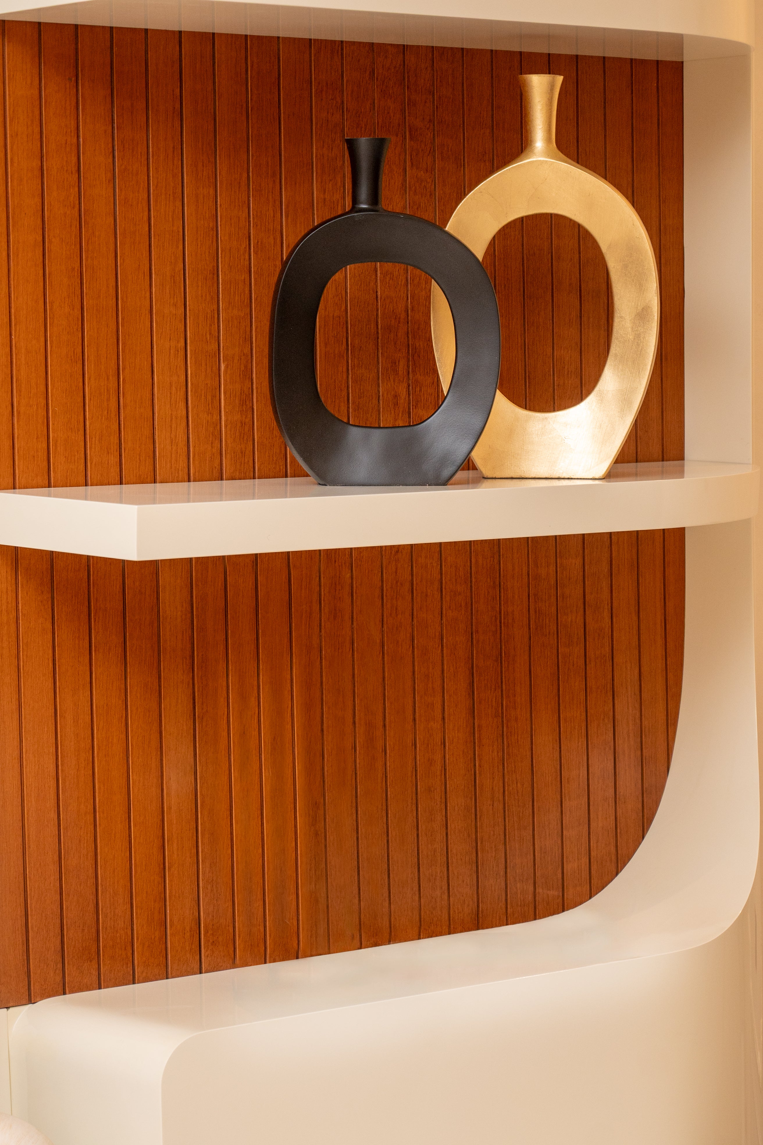 Infinity Vessel | Modern Black & Gold Doughnut Vase Decor