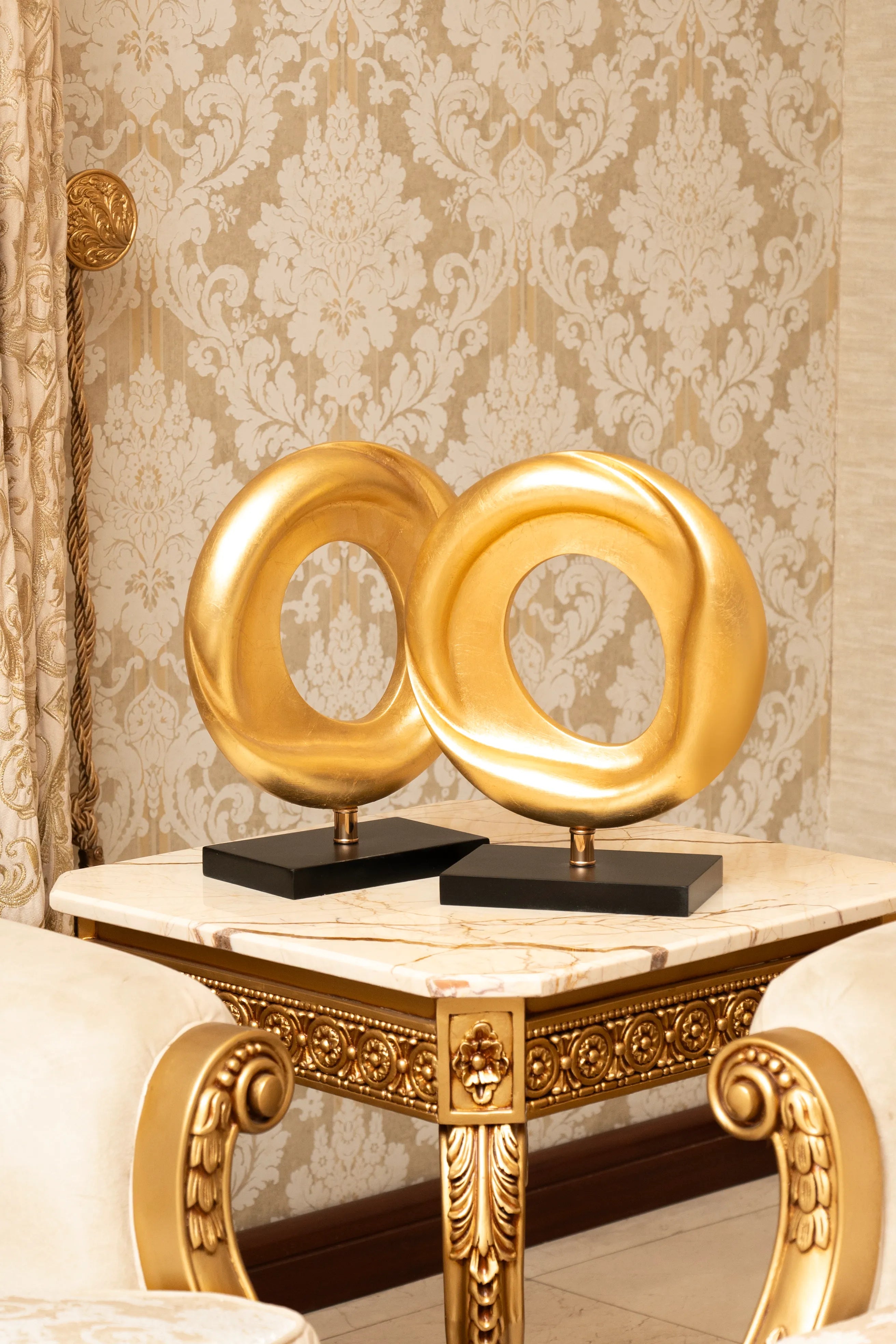 Gold Infinity Loop Resin Artifact – Modern Handmade Sculpture