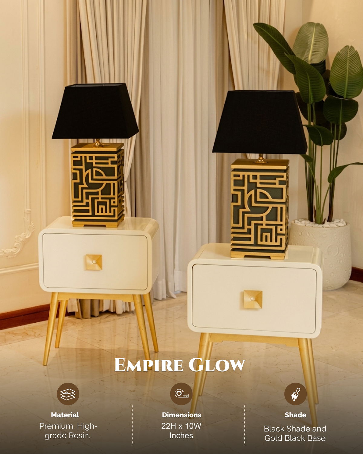 Empire Glow Resin Table Lamp