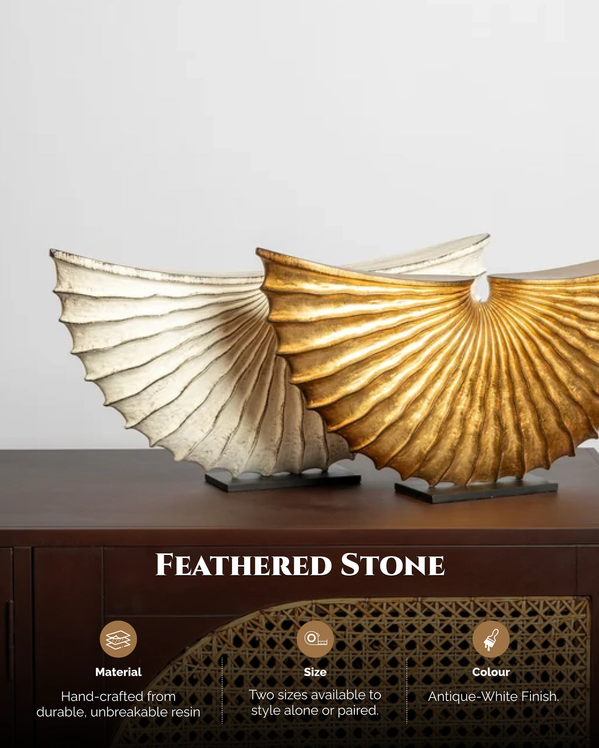 Feathered Stone Resin Artifact