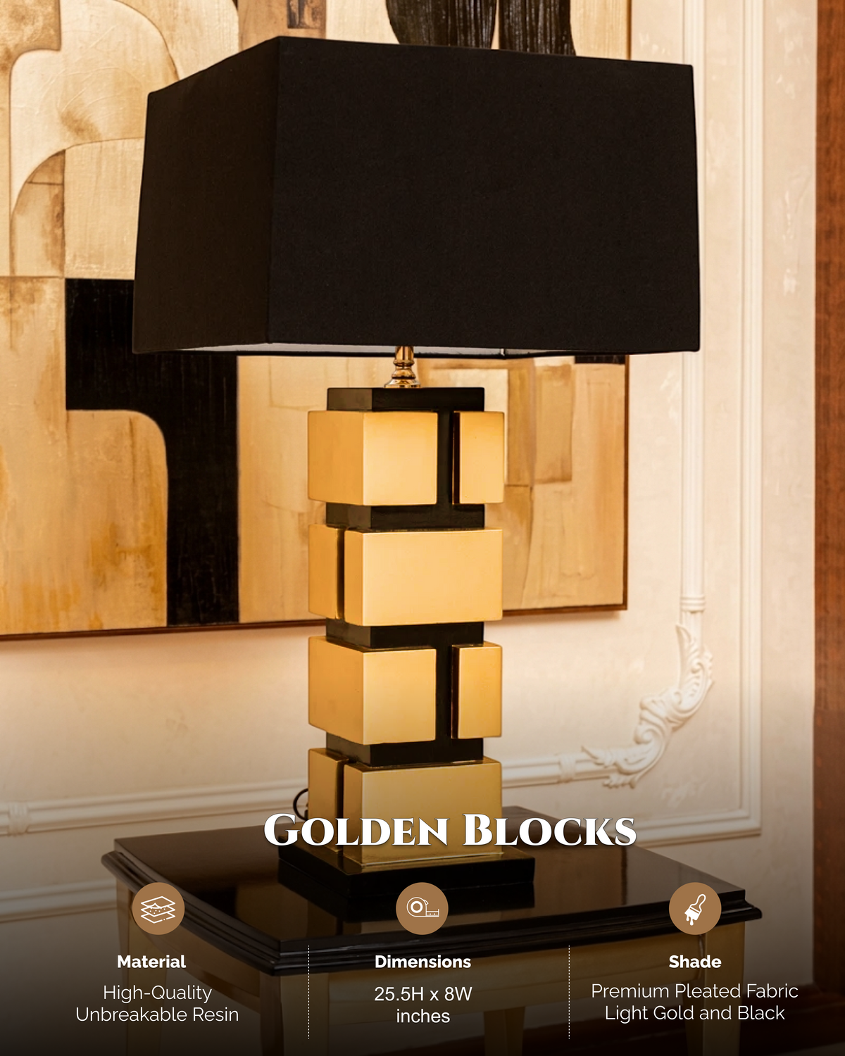 Golden Blocks Resin Table Lamp