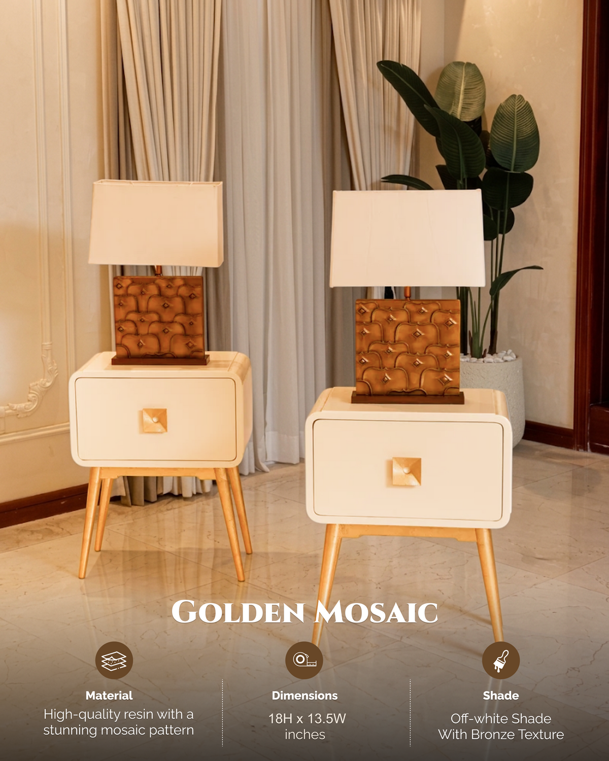 Golden Mosaic Resin Table Lamp