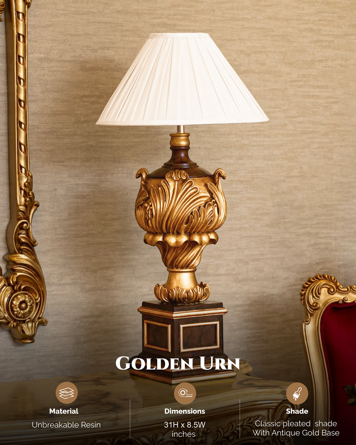 Golden Urn Resin Table Lamp