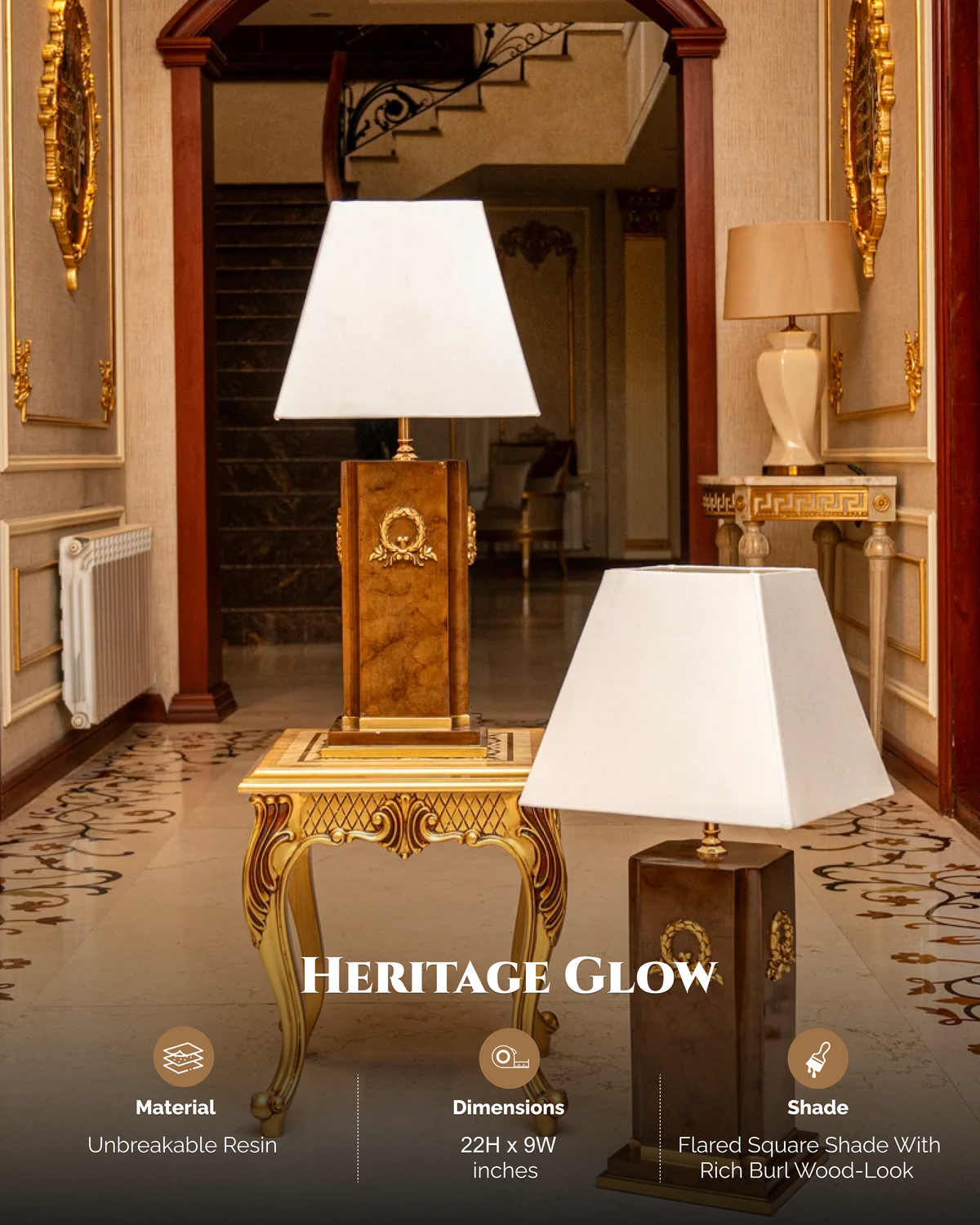 Heritage Glow Traditional Resin Table Lamp