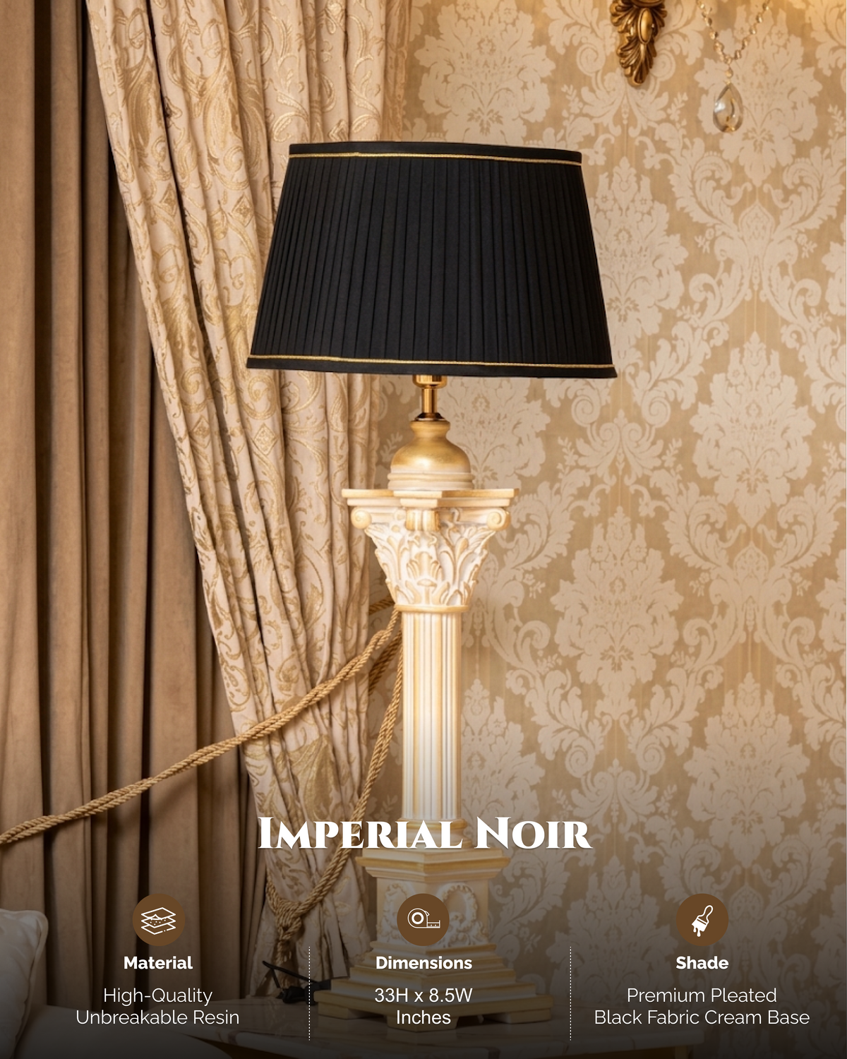 Imperial Noir Resin Trendy Table Lamp