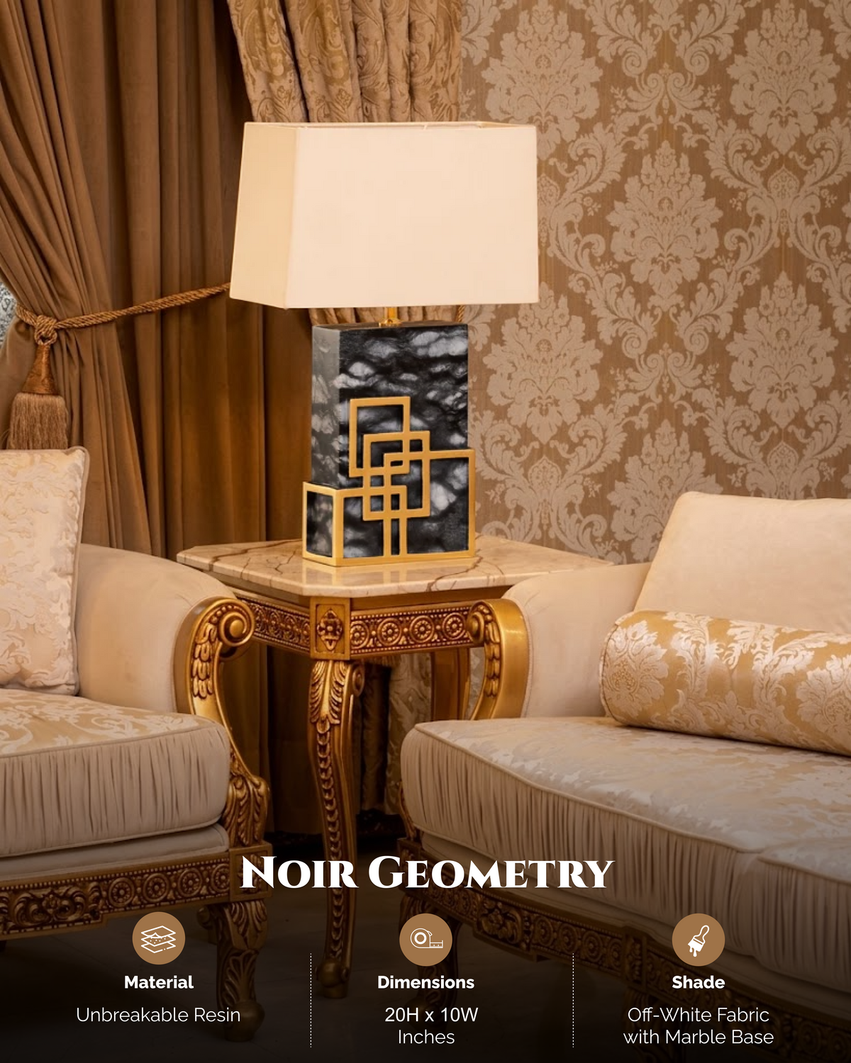 Noir Geometry Resin Table Lamp