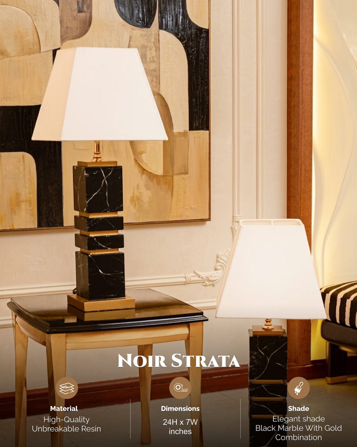 Noir Strata Resin Table Lamp