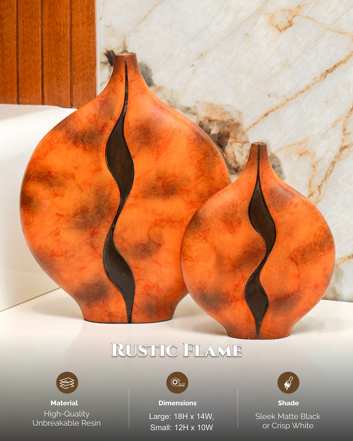 Rustic Flame Resin Vase