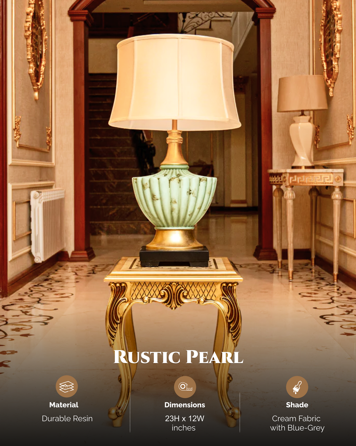 Rustic Pearl Resin Table Lamp