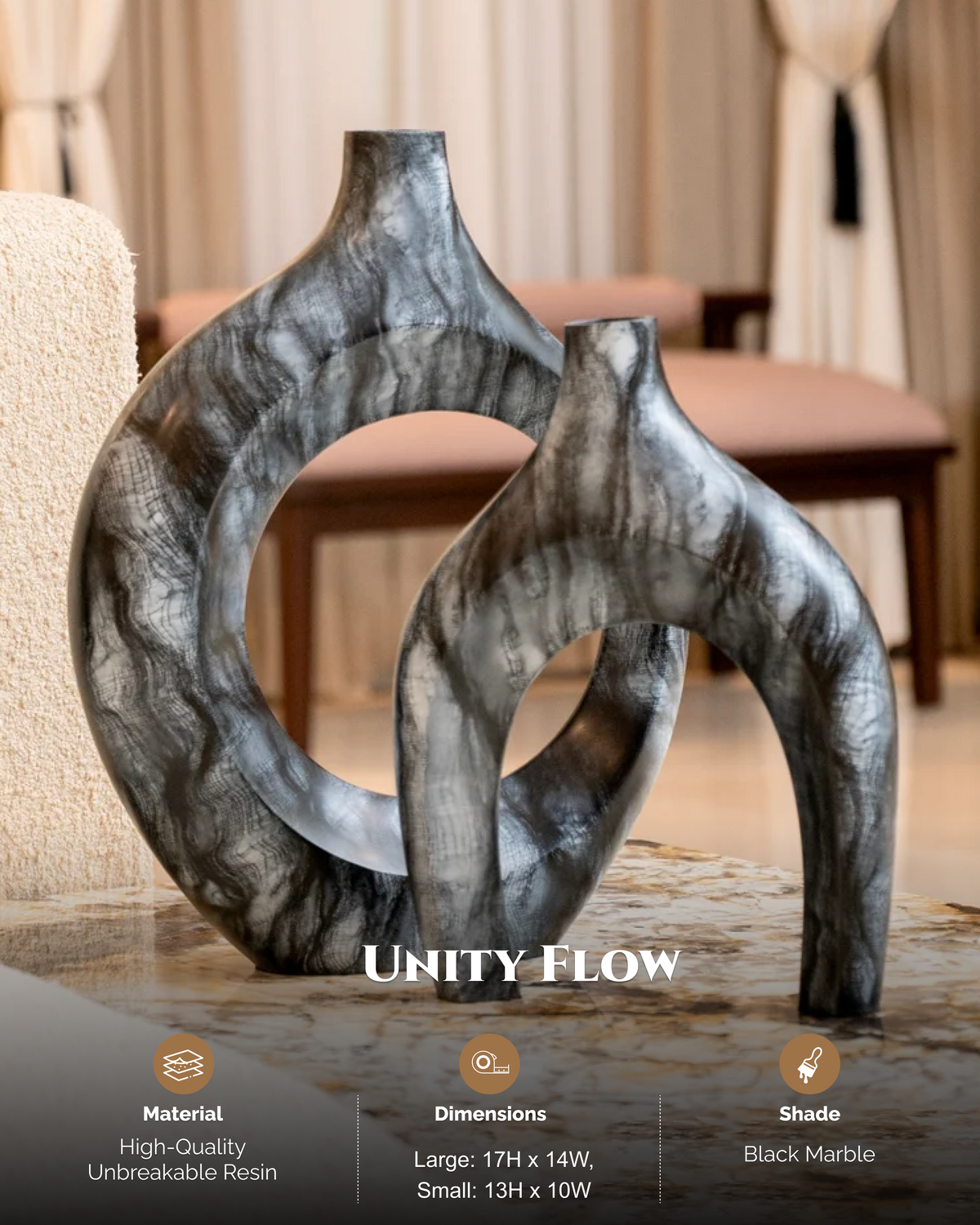 Unity Flow Decorative  Resin Vase